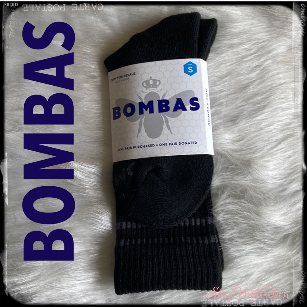 Bombas Women’s size 4-71/2/Youth Size 9-4 Solid Black Calf Socks NWT